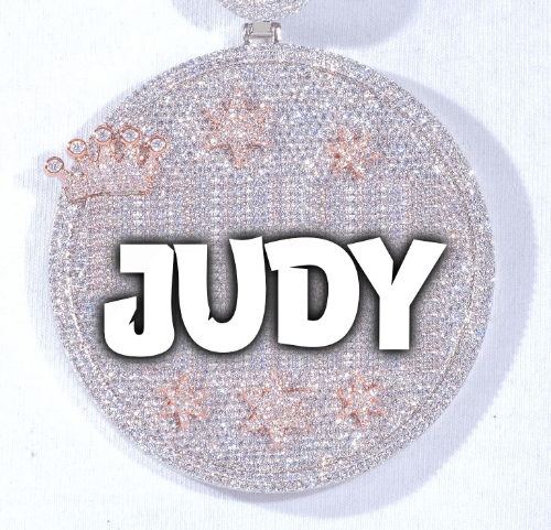 CUSTOM LETTER NECKLACE 3D BIG CROWN DISC