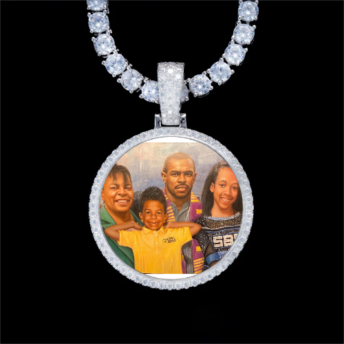 925S & VVS Moissanite 3D Circle Custom Picture Pendant