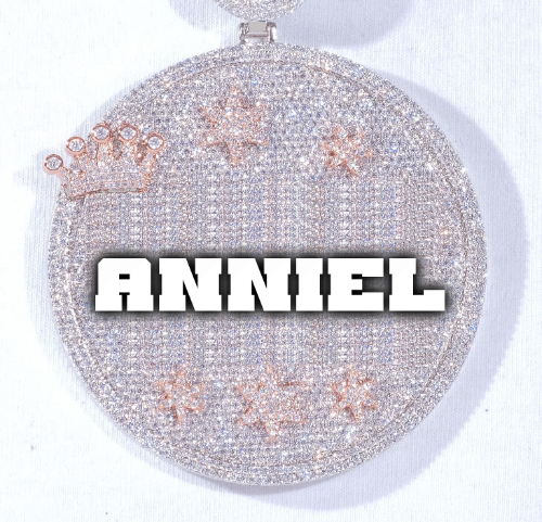 CUSTOM LETTER NECKLACE 3D BIG CROWN DISC