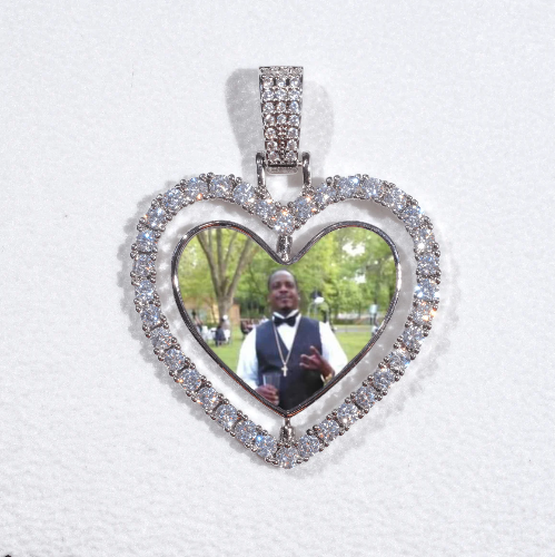 3D Spinning 2-Faced Heart Custom Picture Pendant