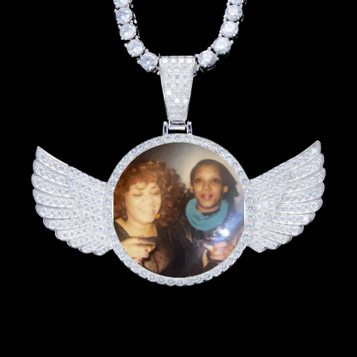 925S & VVS Moissanite 3D Wing Custom Picture Pendant