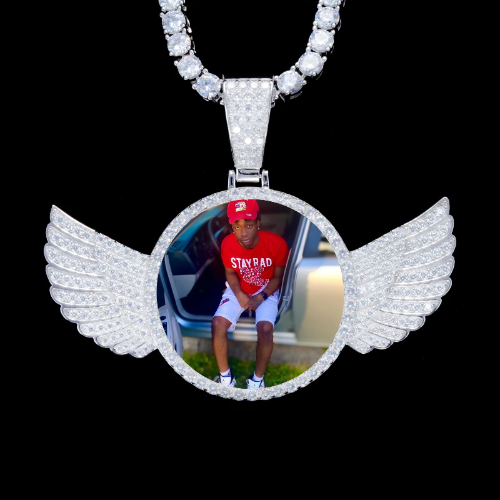 925S & VVS Moissanite 3D Wing Custom Picture Pendant