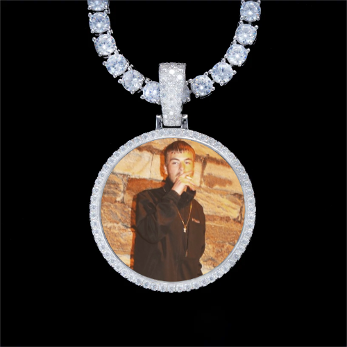 925S & VVS Moissanite 3D Circle Custom Picture Pendant