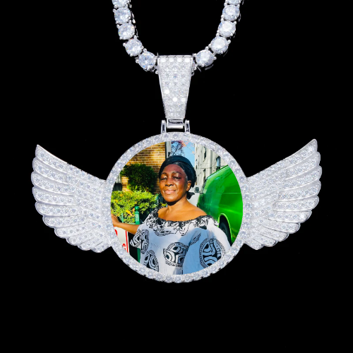 925S & VVS Moissanite 3D Wing Custom Picture Pendant