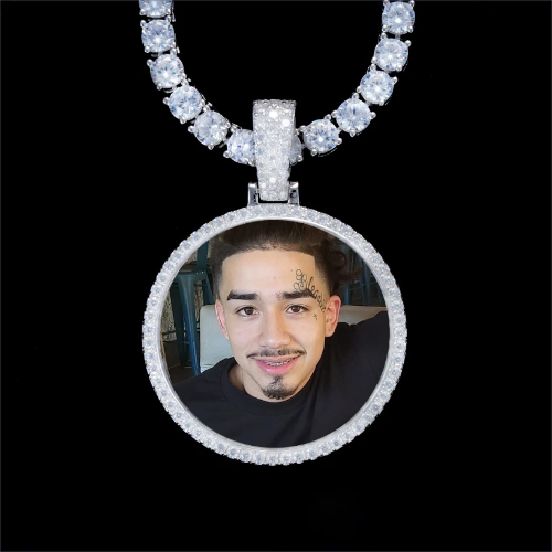 925S & VVS Moissanite 3D Circle Custom Picture Pendant