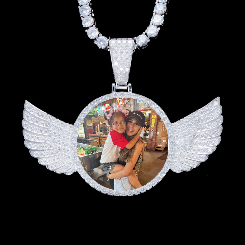 925S & VVS Moissanite 3D Wing Custom Picture Pendant