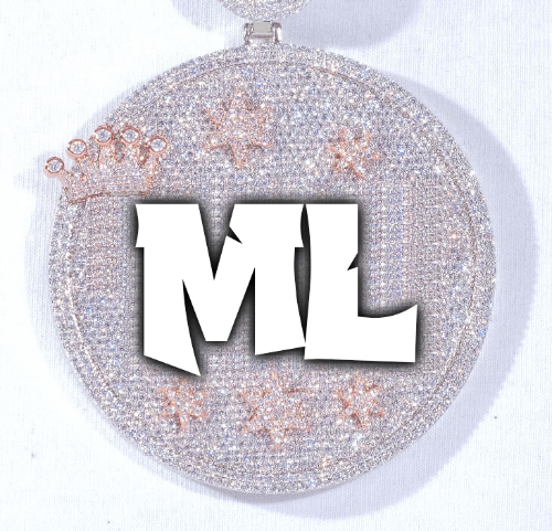 CUSTOM LETTER NECKLACE 3D BIG CROWN DISC