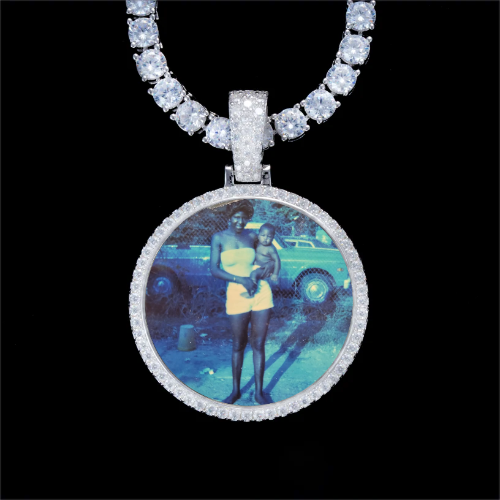 925S & VVS Moissanite 3D Circle Custom Picture Pendant