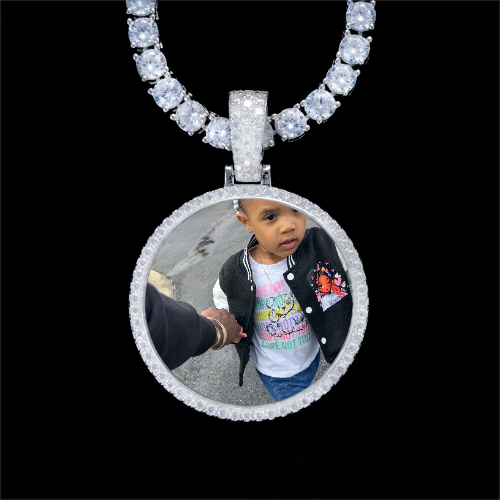 925S & VVS Moissanite 3D Circle Custom Picture Pendant