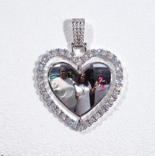 3D Spinning 2-Faced Heart Custom Picture Pendant