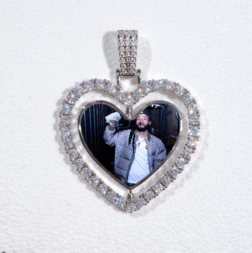3D Spinning 2-Faced Heart Custom Picture Pendant