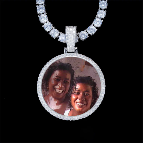 925S & VVS Moissanite 3D Circle Custom Picture Pendant