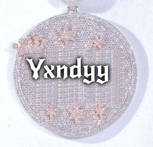 CUSTOM LETTER NECKLACE 3D BIG CROWN DISC
