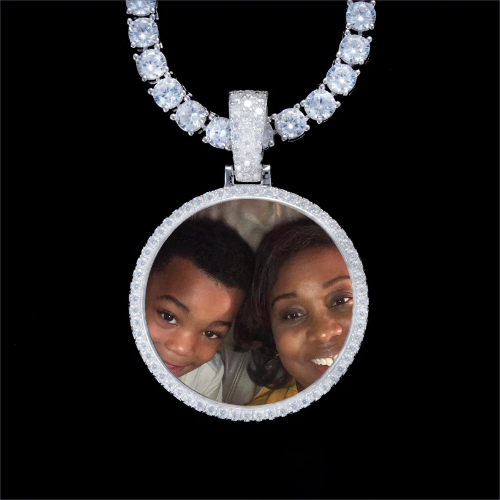 925S & VVS Moissanite 3D Circle Custom Picture Pendant