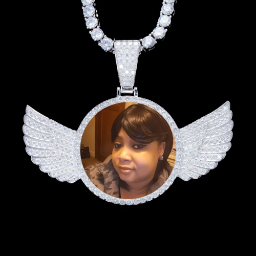 925S & VVS Moissanite 3D Wing Custom Picture Pendant