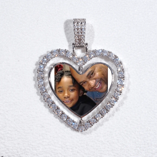 3D Spinning 2-Faced Heart Custom Picture Pendant