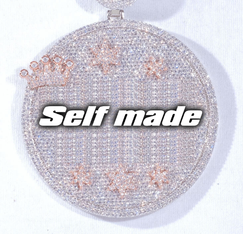 CUSTOM LETTER NECKLACE 3D BIG CROWN DISC