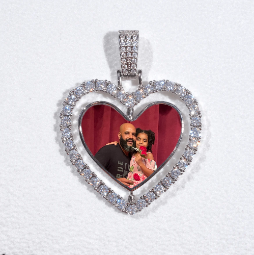 3D Spinning 2-Faced Heart Custom Picture Pendant