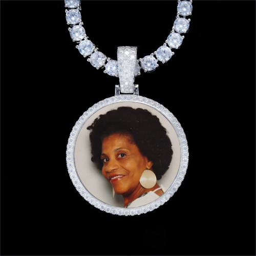 925S & VVS Moissanite 3D Circle Custom Picture Pendant