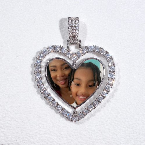 3D Spinning 2-Faced Heart Custom Picture Pendant