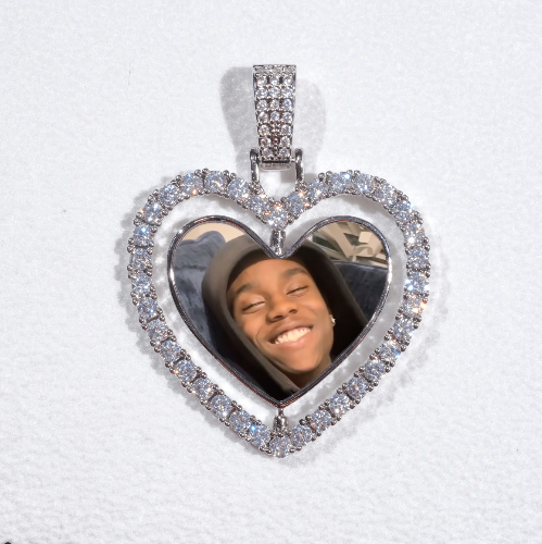 3D Spinning 2-Faced Heart Custom Picture Pendant