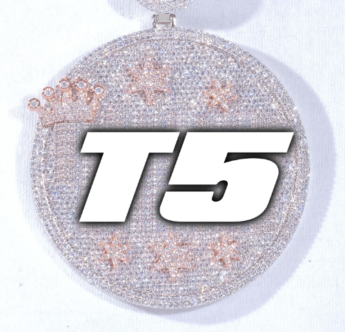 CUSTOM LETTER NECKLACE 3D BIG CROWN DISC