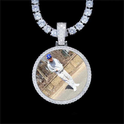 925S & VVS Moissanite 3D Circle Custom Picture Pendant
