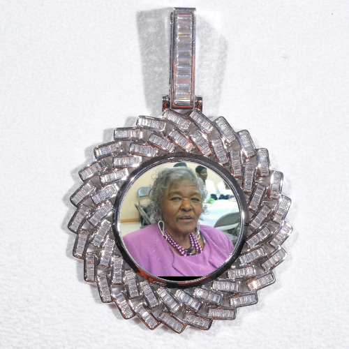 Large 3D Baguette Custom Picture Pendant