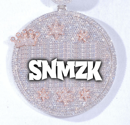 CUSTOM LETTER NECKLACE 3D BIG CROWN DISC