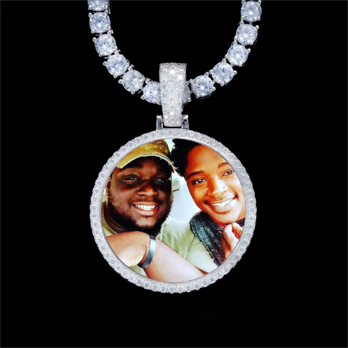 925S & VVS Moissanite 3D Circle Custom Picture Pendant