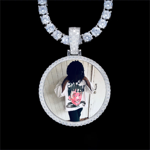 925S & VVS Moissanite 3D Circle Custom Picture Pendant