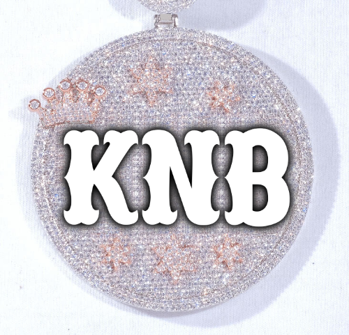 CUSTOM LETTER NECKLACE 3D BIG CROWN DISC