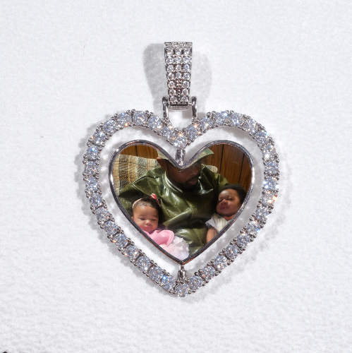 3D Spinning 2-Faced Heart Custom Picture Pendant
