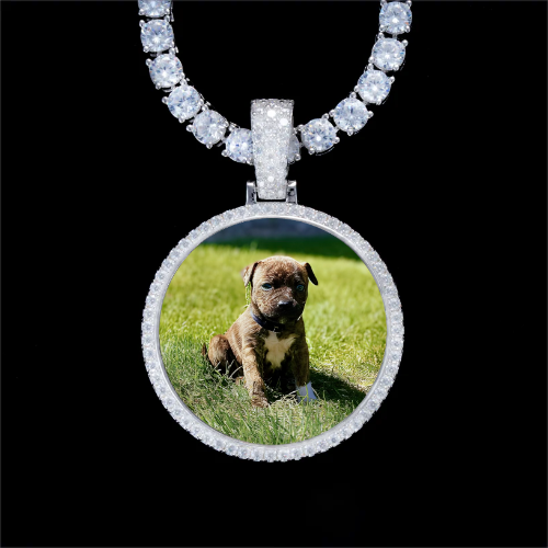 925S & VVS Moissanite 3D Circle Custom Picture Pendant