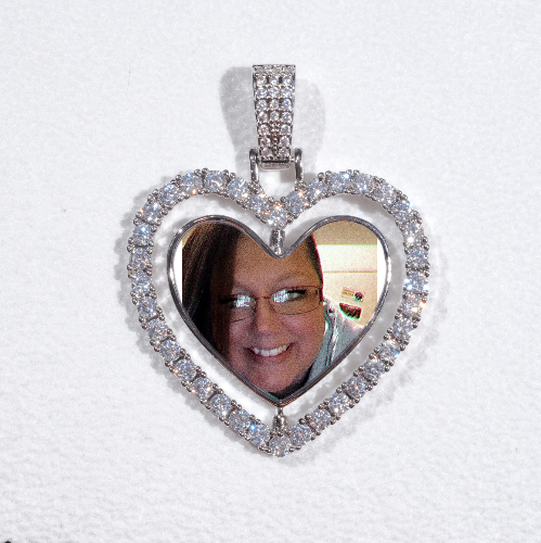 3D Spinning 2-Faced Heart Custom Picture Pendant