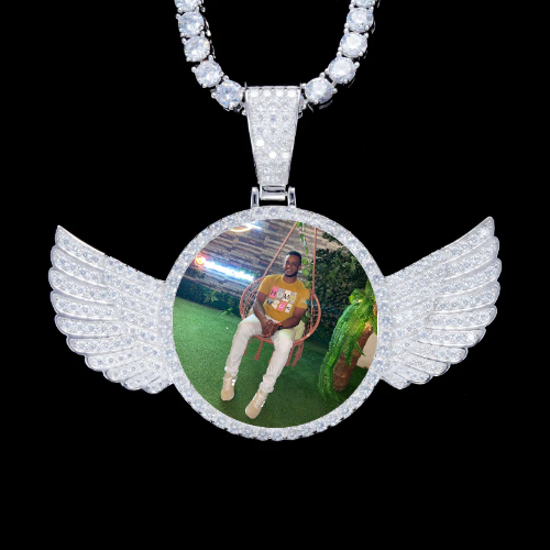 925S & VVS Moissanite 3D Wing Custom Picture Pendant