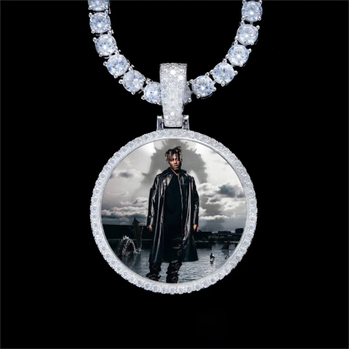 925S & VVS Moissanite 3D Circle Custom Picture Pendant