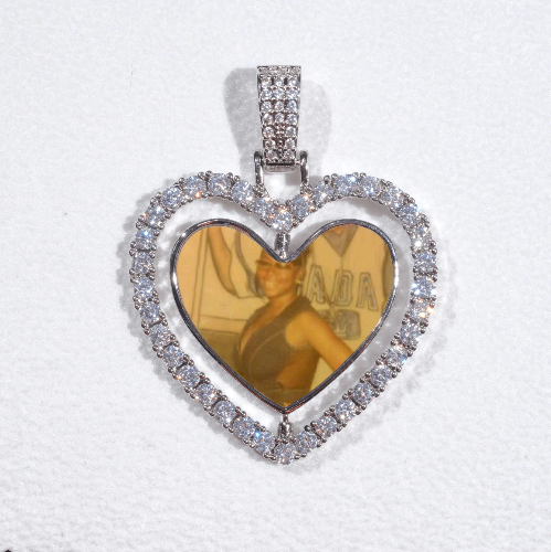 3D Spinning 2-Faced Heart Custom Picture Pendant