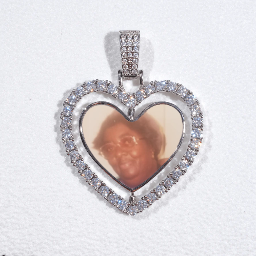 3D Spinning 2-Faced Heart Custom Picture Pendant