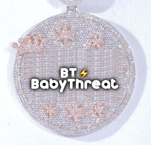 CUSTOM LETTER NECKLACE 3D BIG CROWN DISC