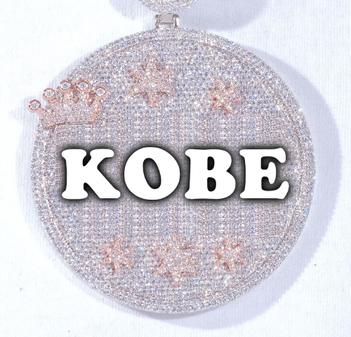 CUSTOM LETTER NECKLACE 3D BIG CROWN DISC