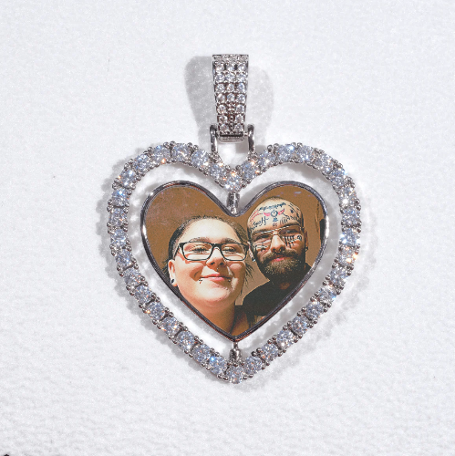 3D Spinning 2-Faced Heart Custom Picture Pendant