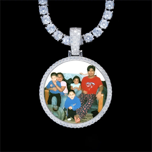 925S & VVS Moissanite 3D Circle Custom Picture Pendant