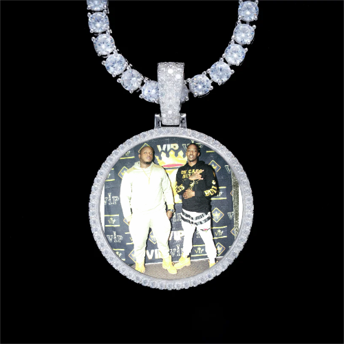 925S & VVS Moissanite 3D Circle Custom Picture Pendant