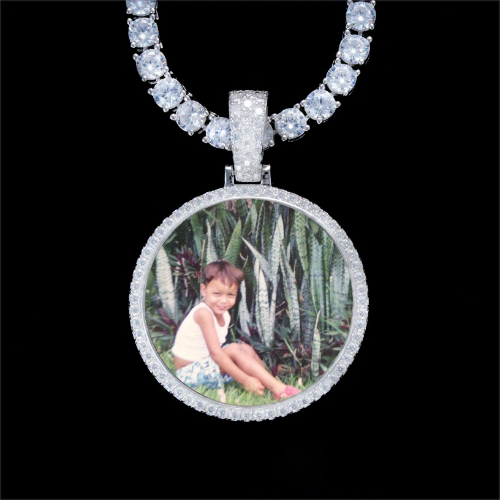 925S & VVS Moissanite 3D Circle Custom Picture Pendant