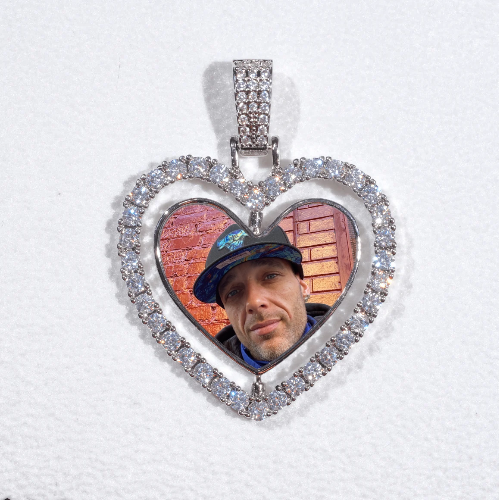 3D Spinning 2-Faced Heart Custom Picture Pendant