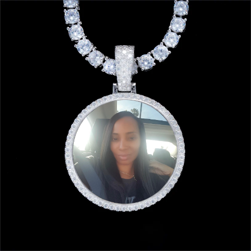 925S & VVS Moissanite 3D Circle Custom Picture Pendant