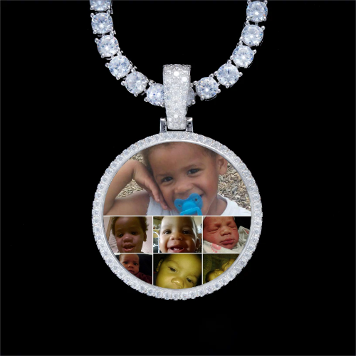 925S & VVS Moissanite 3D Circle Custom Picture Pendant
