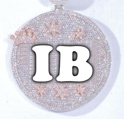 CUSTOM LETTER NECKLACE 3D BIG CROWN DISC