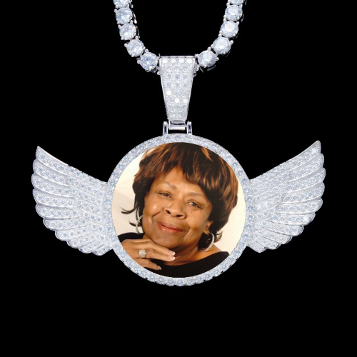 925S & VVS Moissanite 3D Wing Custom Picture Pendant